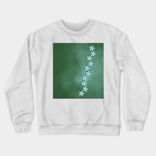 Beautiful blue flowers and green grunge texture Crewneck Sweatshirt